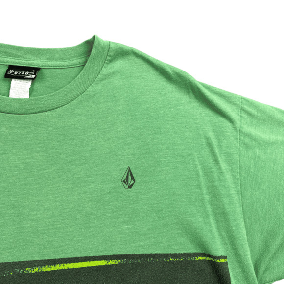 Volcom Shirt Adult LARGE Green Black Stripe Y2K Skater Skateboard - Picture 2 of 7